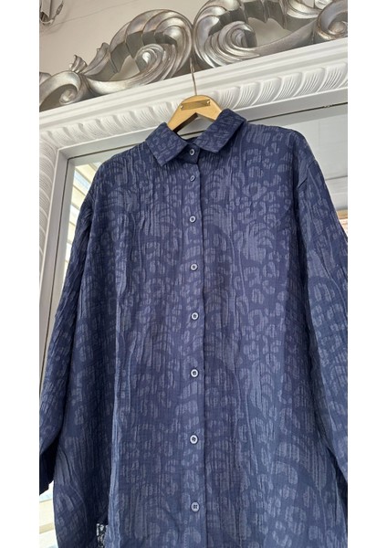 7017 Desenli Lacivert Modal Gömlek modelleri
