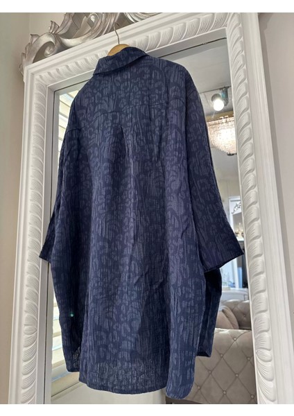 7017 Desenli Lacivert Modal Gömlek fırsatları