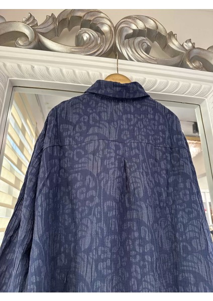 7017 Desenli Lacivert Modal Gömlek indirimleri