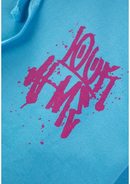 Look Fresh Baskılı Kapşonlu Sweatshirt 9-14 Yaş Mavi modelleri