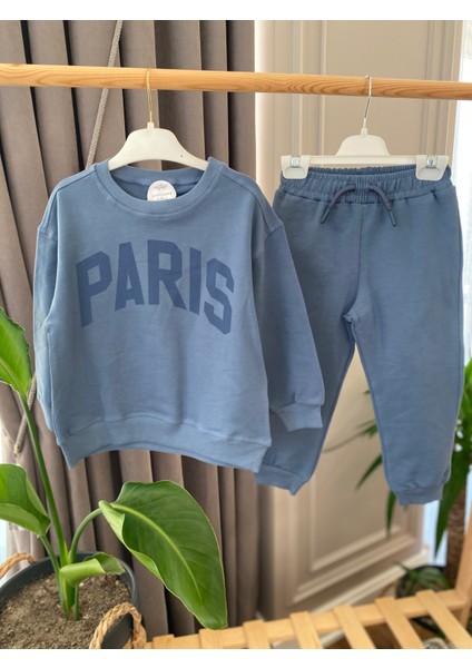 Babyaden Paris Yazılı / Kapşonlu / Cep Detaylı Şardonsuz Ince Mevsimlik Erkek Çocuk Okul Eşofman fiyatları