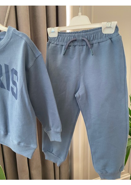 Babyaden Paris Yazılı / Kapşonlu / Cep Detaylı Şardonsuz Ince Mevsimlik Erkek Çocuk Okul Eşofman modelleri