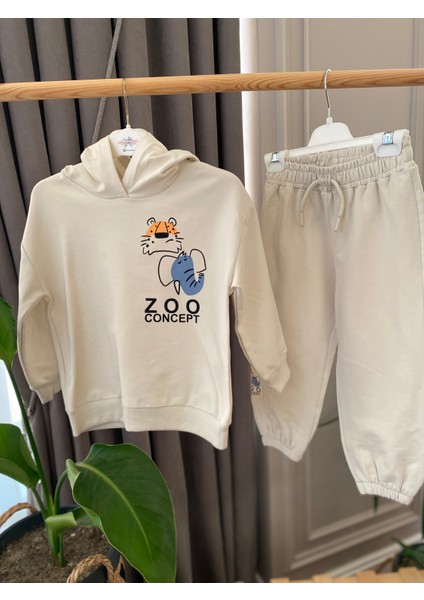 Babyaden Paris Yazılı / Kapşonlu / Cep Detaylı Şardonsuz Ince Mevsimlik Erkek Çocuk Okul Eşofman