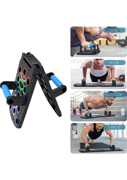 Sensörlü Dijital Ekranlı Katlanabilir Çok Fonksiyonlu Fitness Şınav Tahtası Platformu