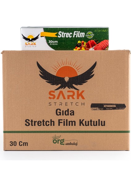 Streç Film 30 cm x 100 Metre Kutulu Kayar Bıçaklı Gıda Streç 20 Adet 1 Koli