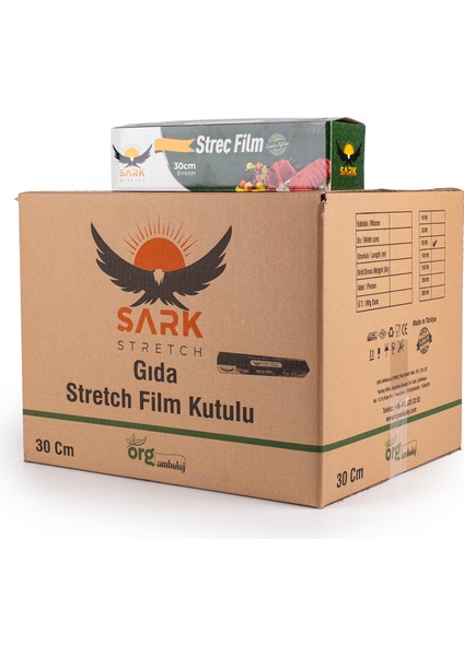 Streç Film 30 cm x 100 Metre Kutulu Kayar Bıçaklı Gıda Streç 20 Adet 1 Koli