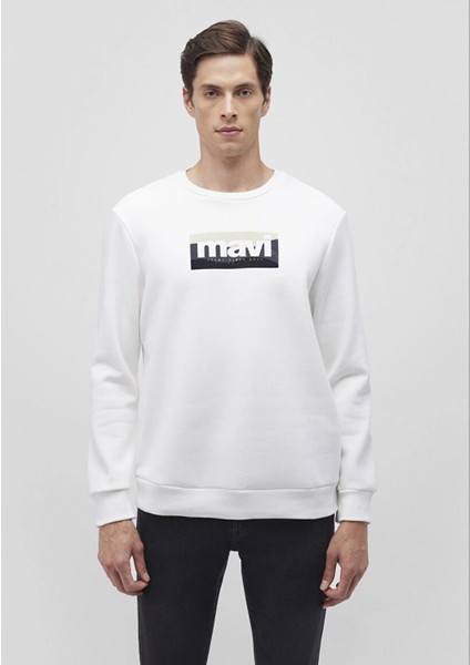 Mavi Logo Baskılı Ekru Sweatshirt 0S10203-70057
