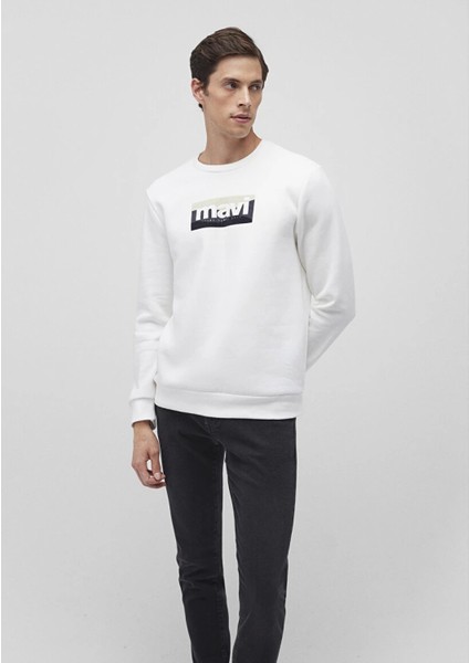 Mavi Logo Baskılı Ekru Sweatshirt 0S10203-70057 fırsatları