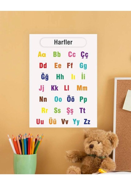 Harfler Çocuk Türkçe Eğitim Tekli Pvc Poster 30X42 cm