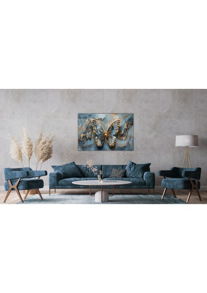 Dekoratif Mavi Kelebek Kanvas Tablo fiyatları