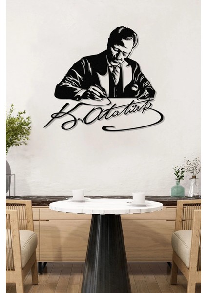 Atatürk ve Imza Metal Duvar Tablosu