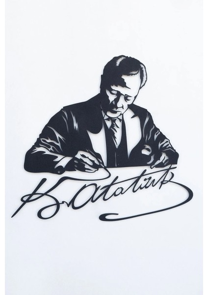Atatürk ve Imza Metal Duvar Tablosu