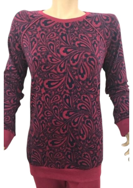 9274-TUBA Bayan Kışlık Pijama Takım-Bordo