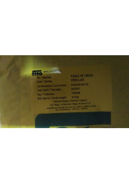 Fito Perolar Fasulye Tohumu 1 kg Yaklaşık 3000'LI fiyatları