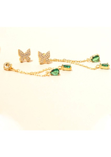 Yeşil Taşlı Kelebek Küpe 717064 Gold fiyatları