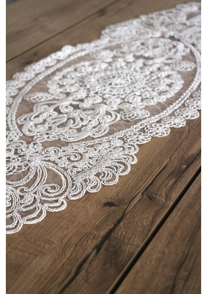 Dantel Kordon Örme Detay Masa Runner Fiskos Örtüsü 100X35 cm 1007-DANTEL fiyatları