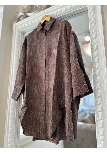 7017 Desenli Kahve Modal Gömlek