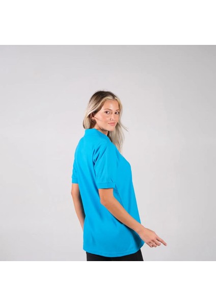 BafacoTekstil Pamuklu Turkuaz Polo Yaka T-Shirt Erkek / Kadın modelleri