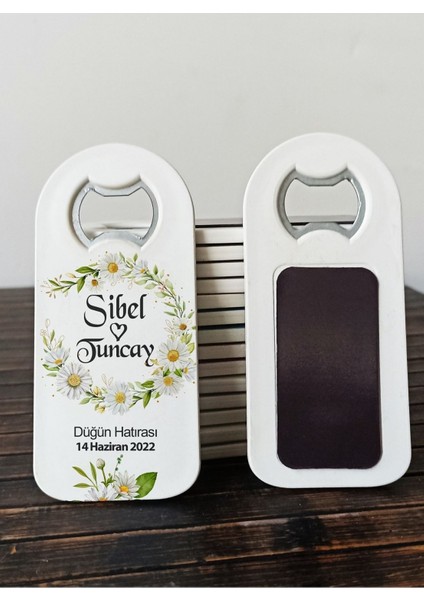 10 Adet Magnet Baskı Nikah Magneti Düğün Magneti Söz Magneti Nişan Magneti Açacaklı Hatıra Papatya