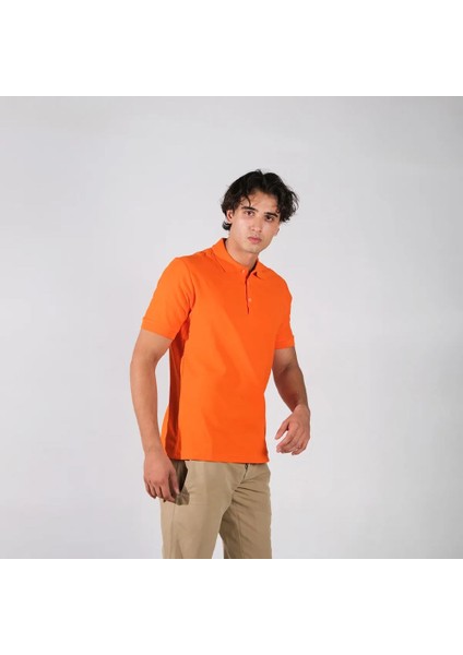 BafacoTekstil Pamuklu Turuncu Polo Yaka T-Shirt Erkek / Kadın