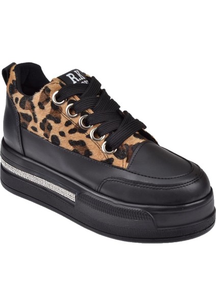 Taş Detaylı Platform Kadın Spor Ayakkabı İZ-018 Leopar