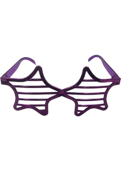Parti Gözlük Plastik Camsız Panjur Yıldız Şekilli Mor 14X6 cm