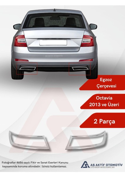 Skoda Octavia 3 (A7) Sd Egzoz Çerçevesi 2 Parça 2013 ve Üzeri Krom Paslanmaz Çelik