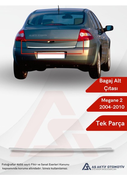 Renault Megane 2 Sd Bagaj Alt Çıtası 2004-2010 Krom Paslanmaz Çelik
