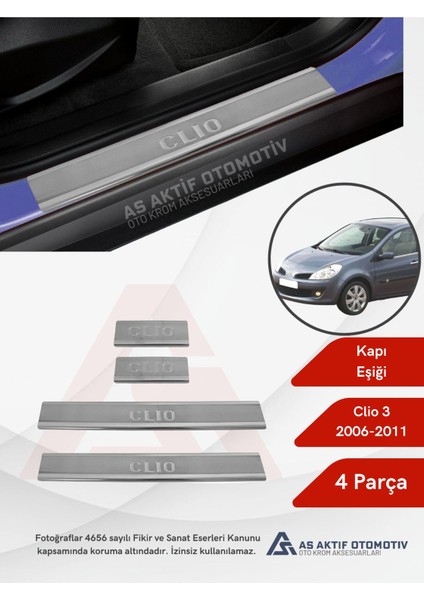 Renault Clio 3 Hb 5d/sw Kapı Eşiği 4 Parça 2006-2011 Krom Paslanmaz Çelik