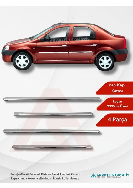 Dacia Logan Sd Yan Kapı Çıtası 4 Parça 2005 ve Üzeri Krom Paslanmaz Çelik