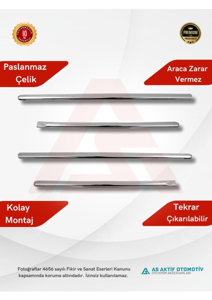 Dacia Logan Sd Yan Kapı Çıtası 4 Parça 2005 ve Üzeri Krom Paslanmaz Çelik fiyatları