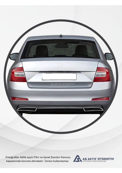 Skoda Octavia 3 (A7) Sd Egzoz Çerçevesi ve Ara Çıta 3 Parça 2013 ve Üzeri Krom Paslanmaz Çelik modelleri