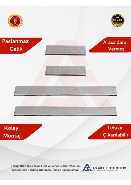 Opel Corsa D Hb 5d Kapı Eşiği 4 Parça 2006-2015 Krom Paslanmaz Çelik fiyatları