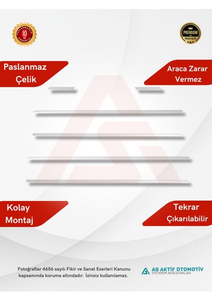 Fiat Grande Puntohb 5d Cam Çıtası 6 Parça 2005 ve Üzeri Krom Paslanmaz Çelik fiyatları