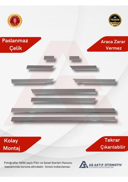 Mercedes Sprinter Van Yan Kapı Çıtası Kısa Şasi 10 Parça 2006 ve Üzeri Krom Paslanmaz Çelik fiyatları