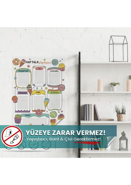 Renkli Haftalık Planlayıcı, Yazılıp Silinebilir Akıllı Kağıt, Sihirli Kağıt, Duvar Planlayıcı