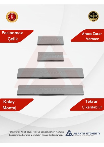 Opel Astra J Hb 5d/sd/sw Kapı Eşiği 4 Parça 2010-2014 Krom Paslanmaz Çelik fiyatları