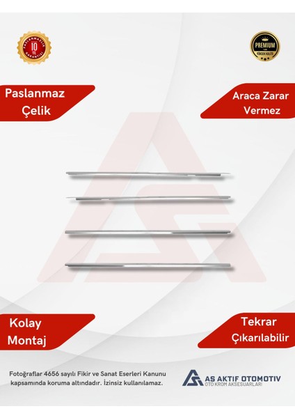 Renault Symbol 3 Sd Cam Çıtası 4 Parça 2013 ve Üzeri Krom Paslanmaz Çelik fiyatları