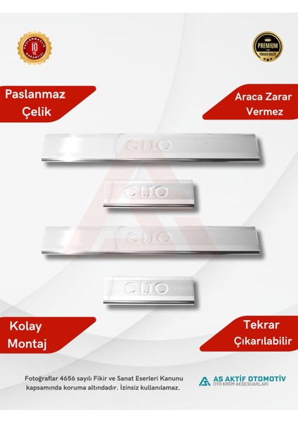 Renault Clio 5 Hb 5d Kapı Eşiği (4 Kapı) 4 Parça 2019 ve Üzeri Krom Paslanmaz Çelik fiyatları