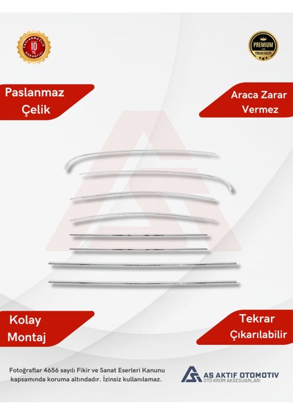 Renault Fluence Sd Cam Çerçevesi 8 Parça 2010-2016 Krom Paslanmaz Çelik fiyatları