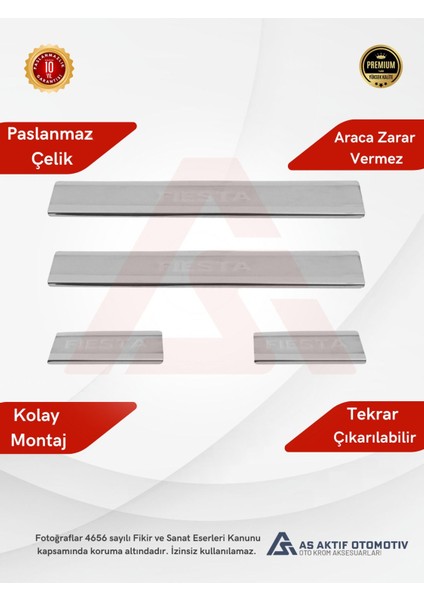 Ford Fiesta 5 Hb 5d Kapı Eşiği 4 Parça 2002-2009 Krom Paslanmaz Çelik fiyatları