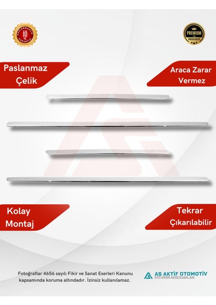 Fiat Linea Sd Yan Kapı Çıtası 4 Parça 2007 ve Üzeri Krom Paslanmaz Çelik fiyatları