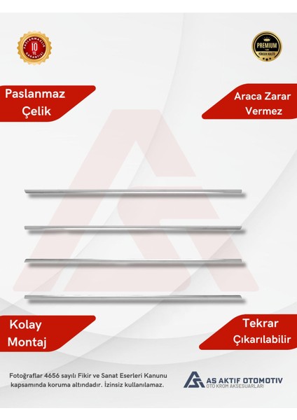 Renault Symbol 2 Sd Cam Çıtası 4 Parça 2009-2013 Krom Paslanmaz Çelik fiyatları