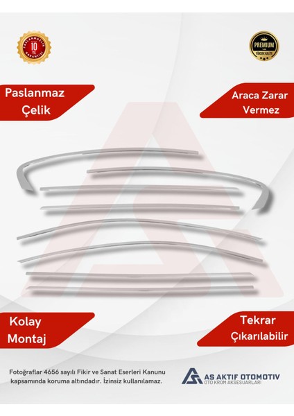 Ford Focus 4 Hb 5d/sd Cam Çerçevesi 8 Parça 2018 ve Üzeri Krom Paslanmaz Çelik fiyatları