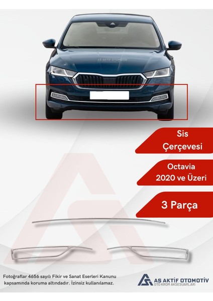 Skoda Octavia 3 (A8) Sd Sis Çerçevesi 3 Parça 2020 ve Üzeri Krom Paslanmaz Çelik