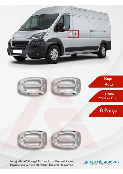 Fiat Ducato Van Kapı Kolu 8 Parça 2006 ve Üzeri Abs Krom