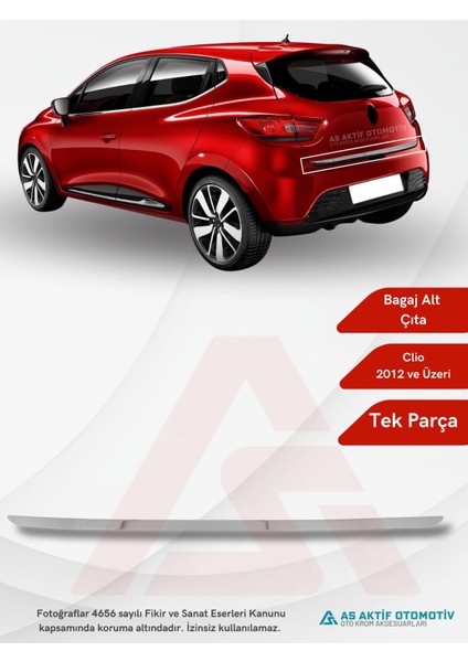 Renault Clio 4 Hb 5d Bagaj Alt Çıtası 2012 ve Üzeri Krom Paslanmaz Çelik