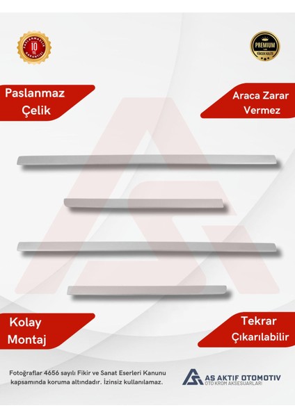 Ford Focus 2hb 5d/sd Yan Kapı Çıtası 4 Parça 2005-2008 Krom Paslanmaz Çelik fiyatları