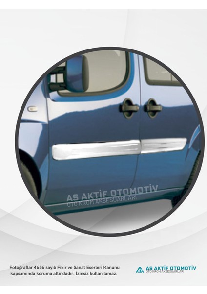 Fiat Doblo I Panel Van Yan Kapı Çıtası 4 Parça 2006 ve Üzeri Krom Paslanmaz Çelik (Geniş)