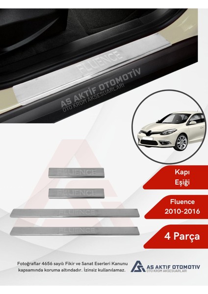 Renault Fluence Sd Kapı Eşiği 4 Parça 2010-2016 Krom Paslanmaz Çelik